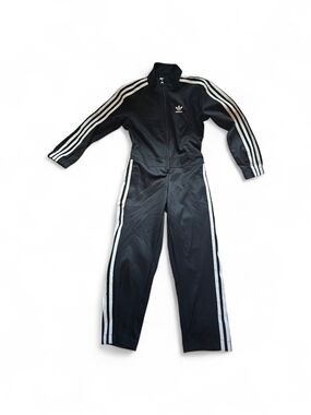 adidas Black and White Kids One-Piece Track Jumpsuit